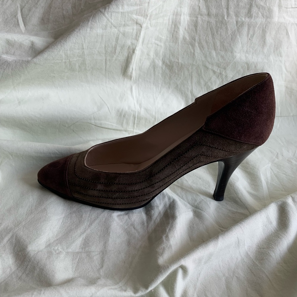 Fragiacomo Heels Size 6.5 Leather Suede Brown Made In Italy Heel 3.25” #71